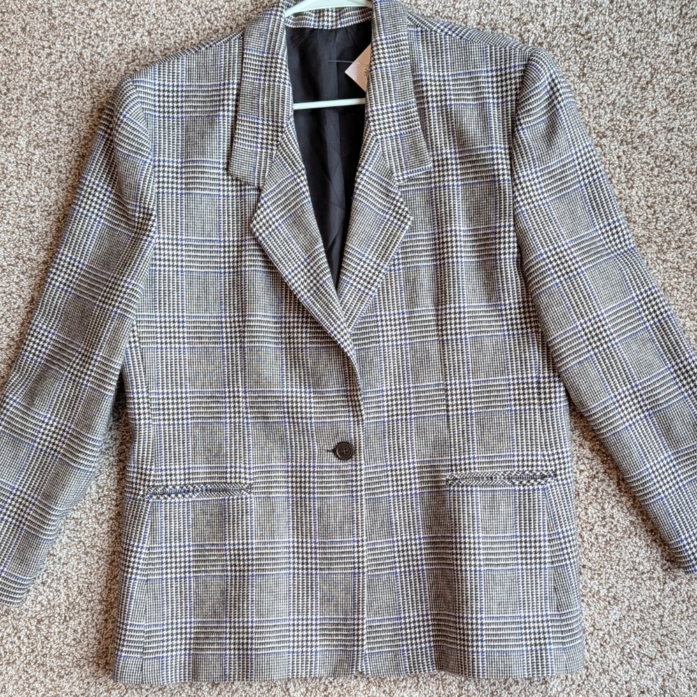 Hasting & Smith Vintage Gray Plaid Blazer
